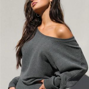 Joah Brown Slouchy Dolman Long Sleeve Sz S/M grey